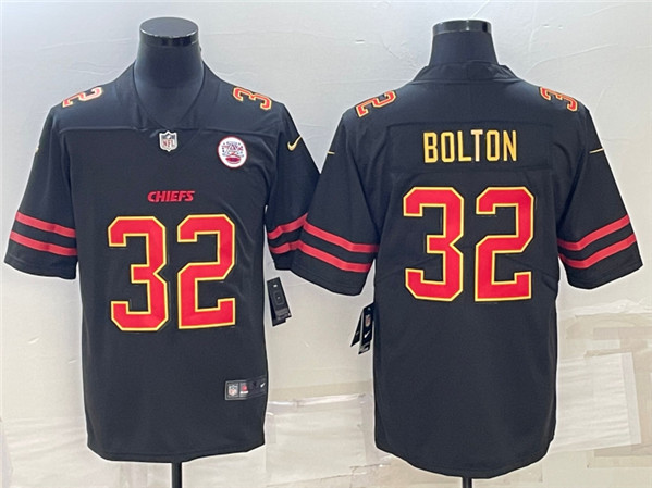 Men??s Kansas City Chiefs #32 Nick Bolton Black Red Gold Vapor Untouchable Limited Stitched Jersey